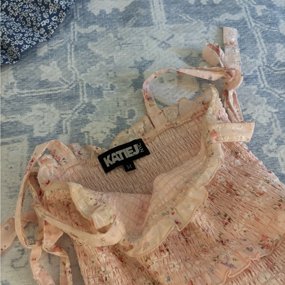KatieJ Pink kids Floral Smocked dress